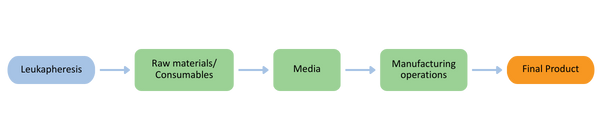 The phases of a typical CAR T-cell manufacturing process