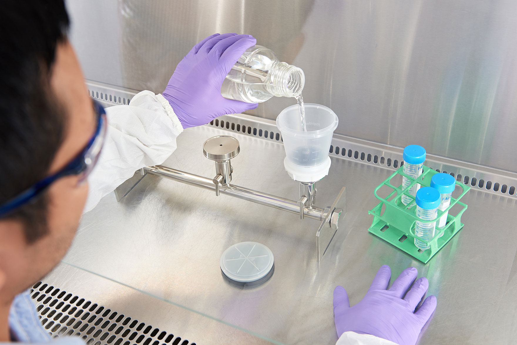 Water testing in a quality control microbiology lab